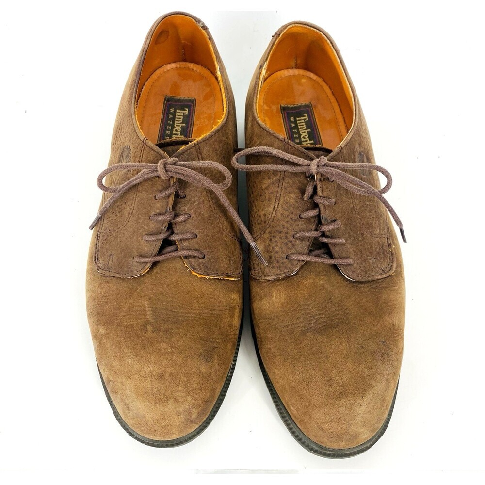 Timberland Waterproof Genine Pebbled Leather Derby Shoes Size 9.5 M Oxford Brown